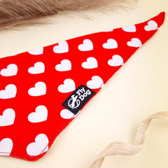 Bandana Flydog Tie On Red Hearts
